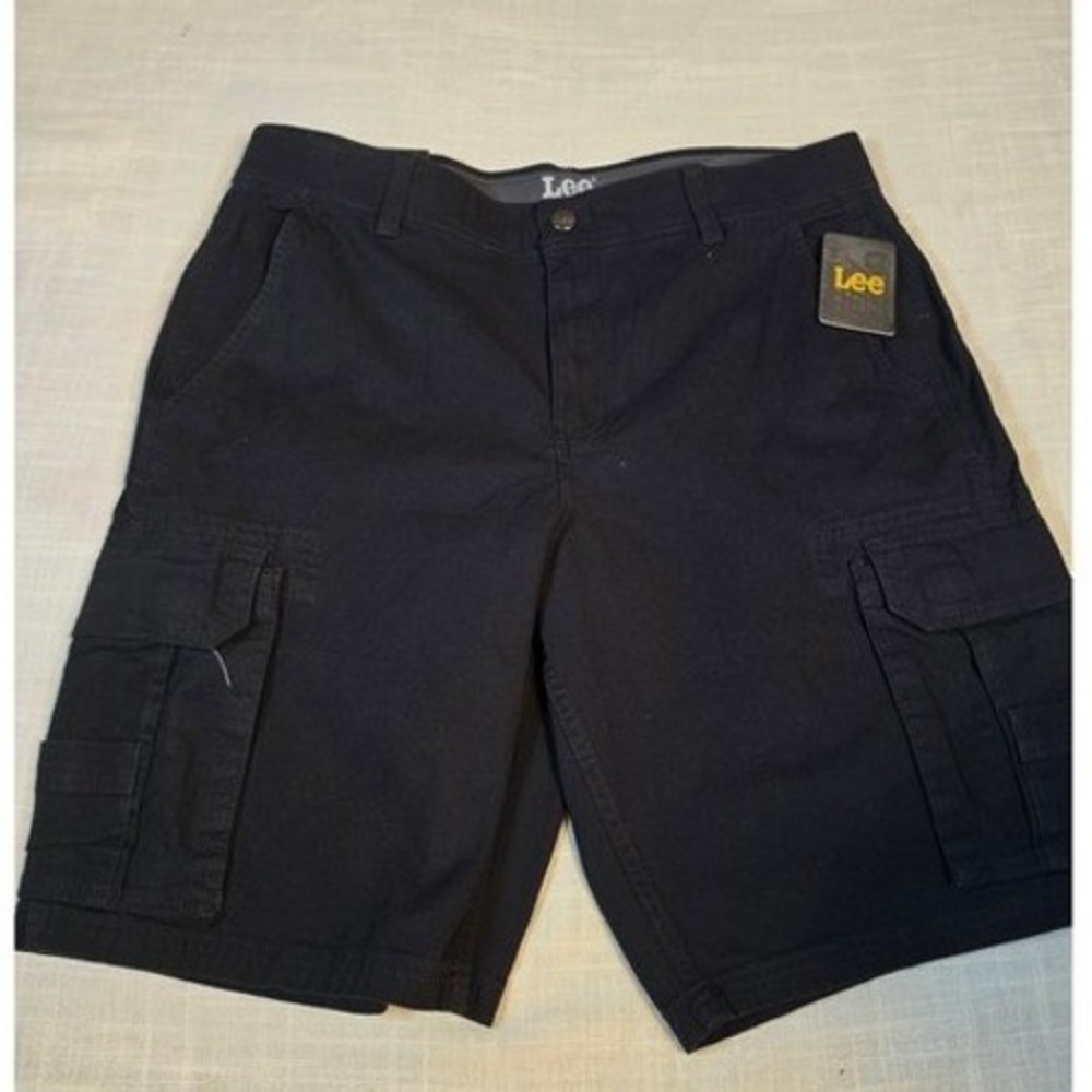Lee Mens Relaxed Fit Cargo Shorts Black Flex Waistband Size 36 NWT